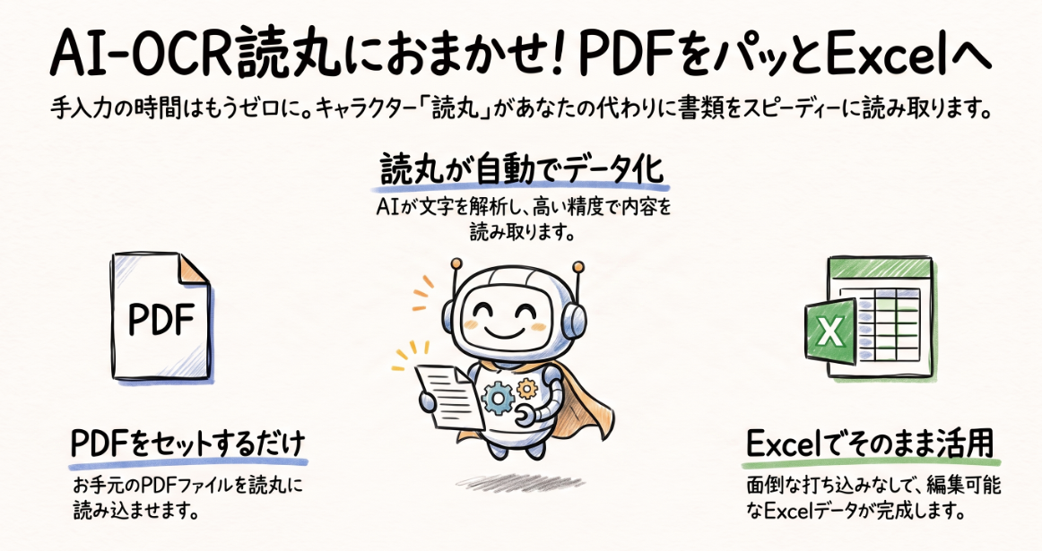 AI-OCR読丸にお任せ！PDFをパッとExcelへ